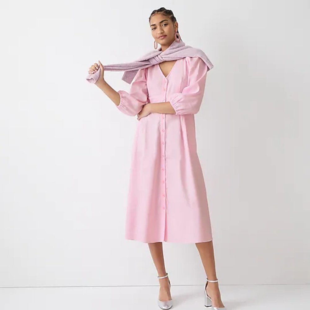 J.CREW Stretch viscose blend button-front midi dress - Picture 4 of 8